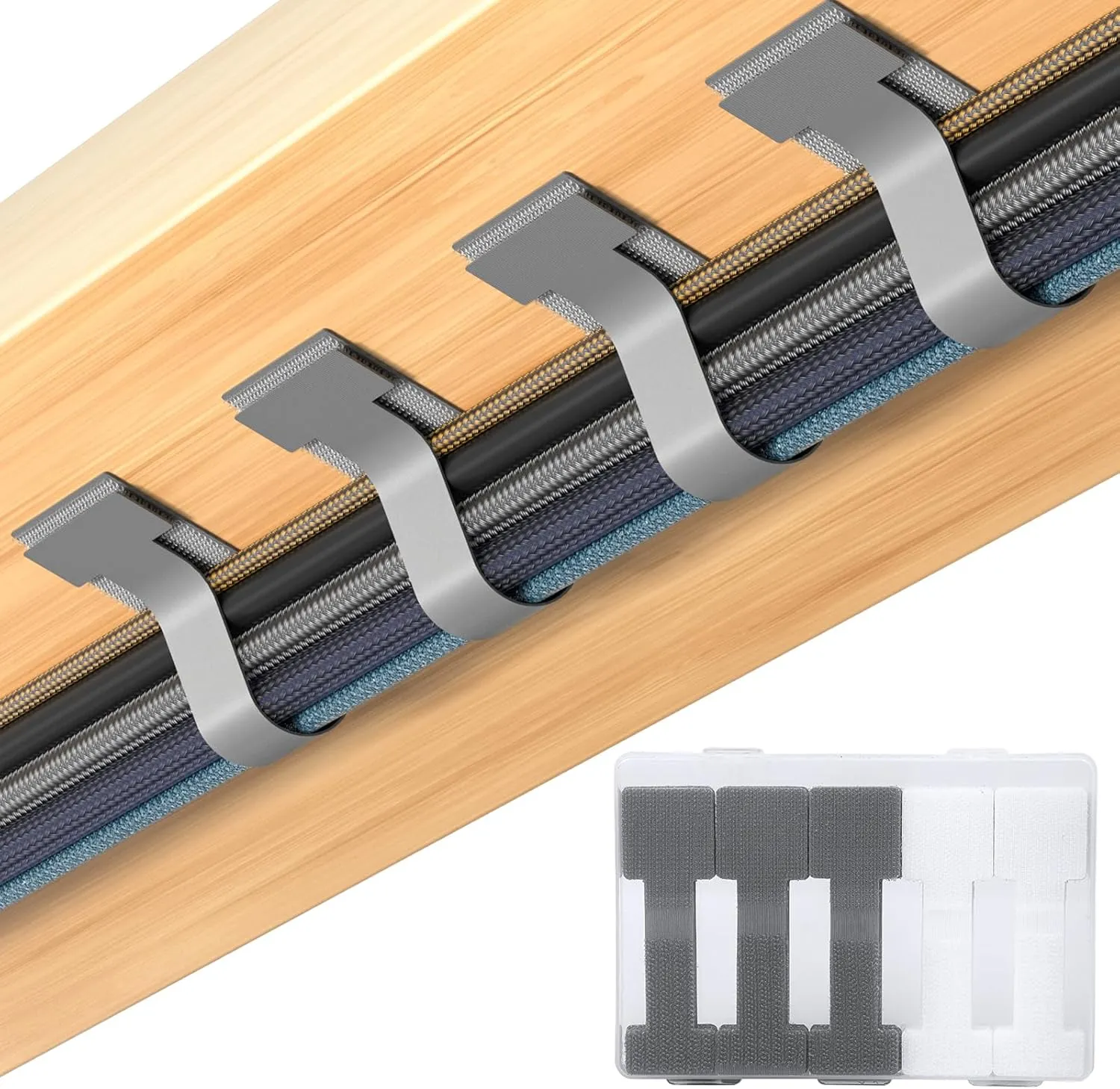 50Pcs Hook and Loop Cable Ties, Enhanced Self-Adhesive Cord Straps Organizers, Under Desk Cable Management Clips, Wire Organizers for Office, Household & Home Essentials
