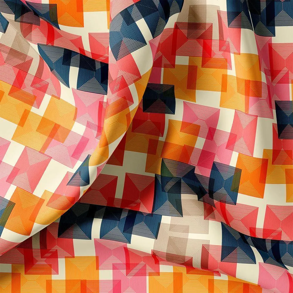 Abstract Squares Digital Printed Fabric