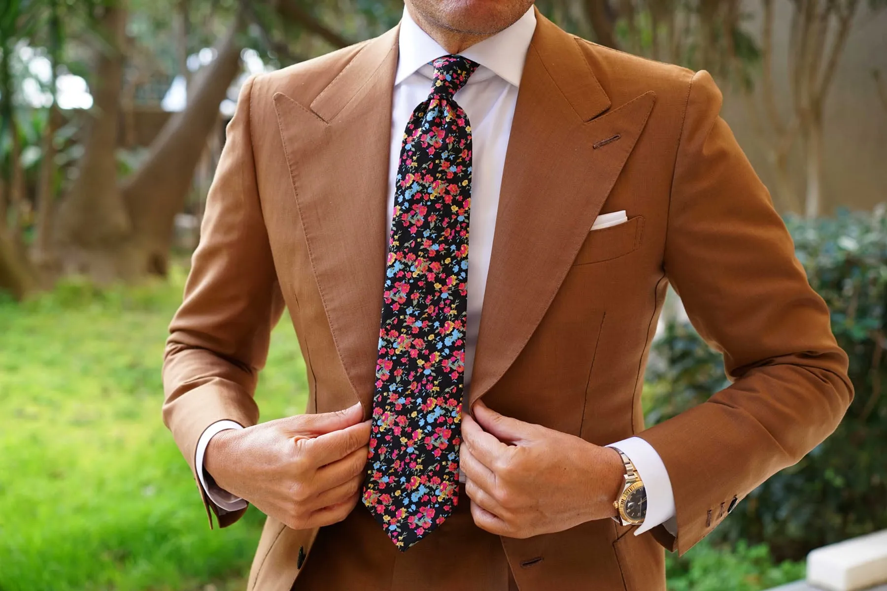 Amaryllis Black Liberty Floral Necktie