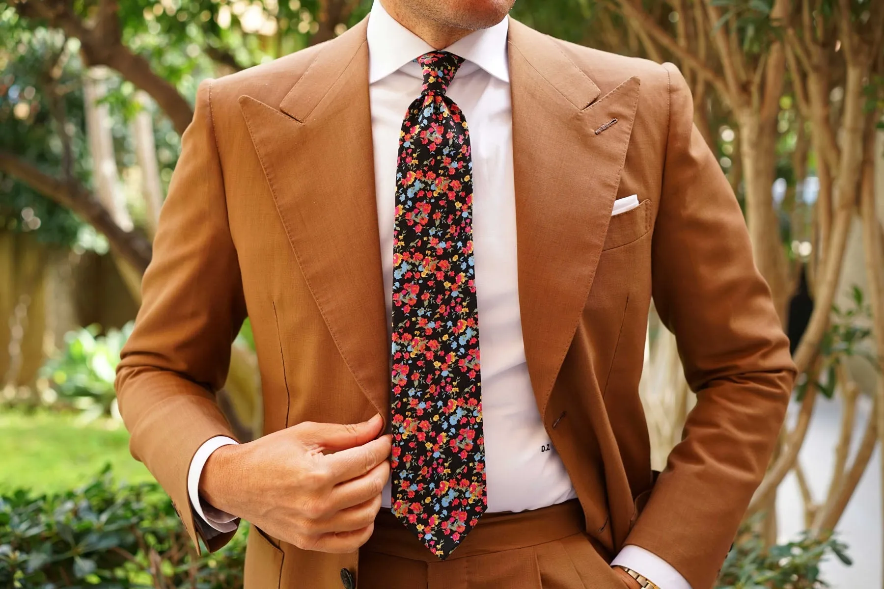 Amaryllis Black Liberty Floral Necktie