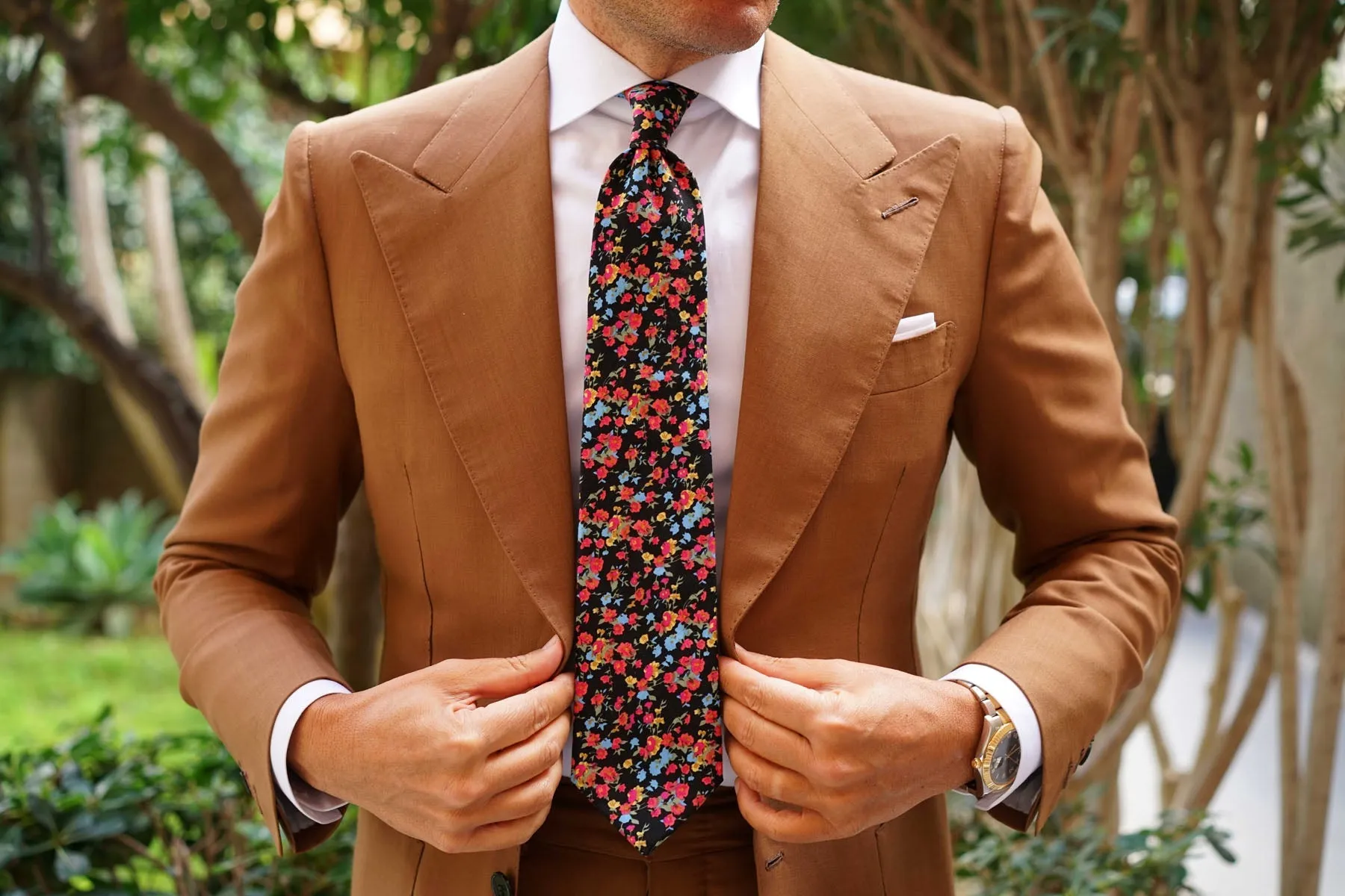 Amaryllis Black Liberty Floral Necktie