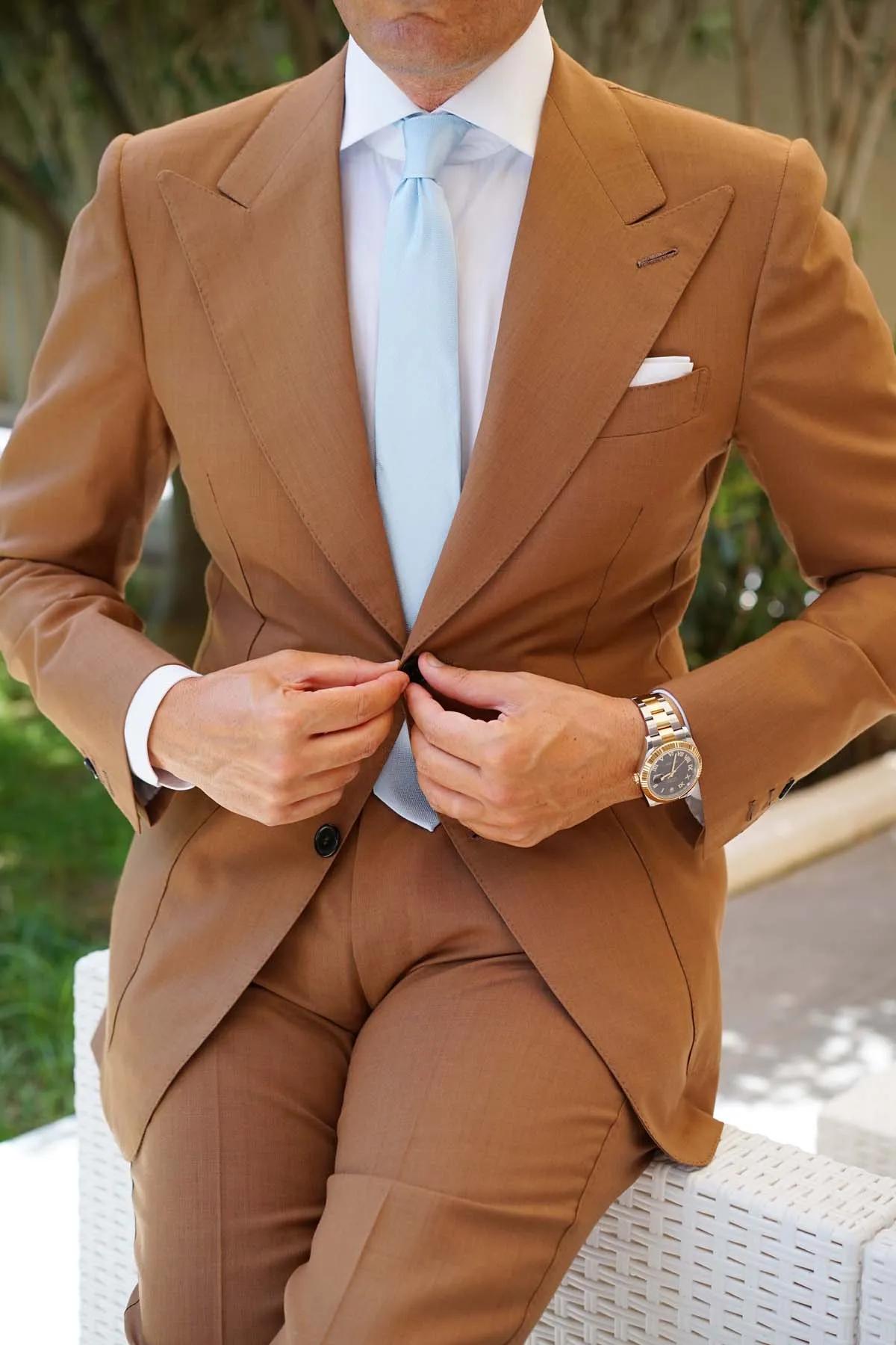 Baby Blue Herringbone Chevron Skinny Tie