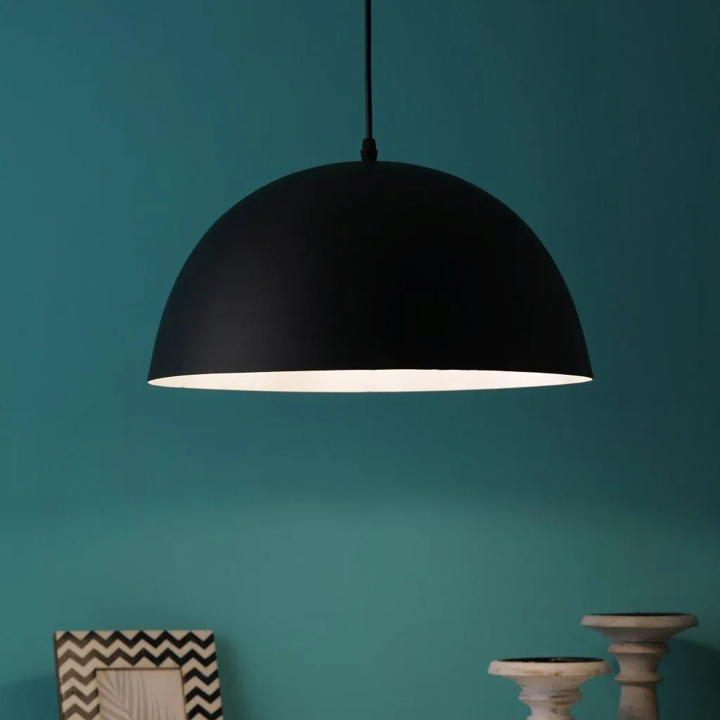 Black & White Metal Hanging Light GOLA-15-INCH-P5-BK-WH