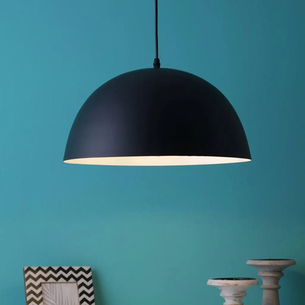 Black & White Metal Hanging Light GOLA-15-INCH-P5-BK-WH