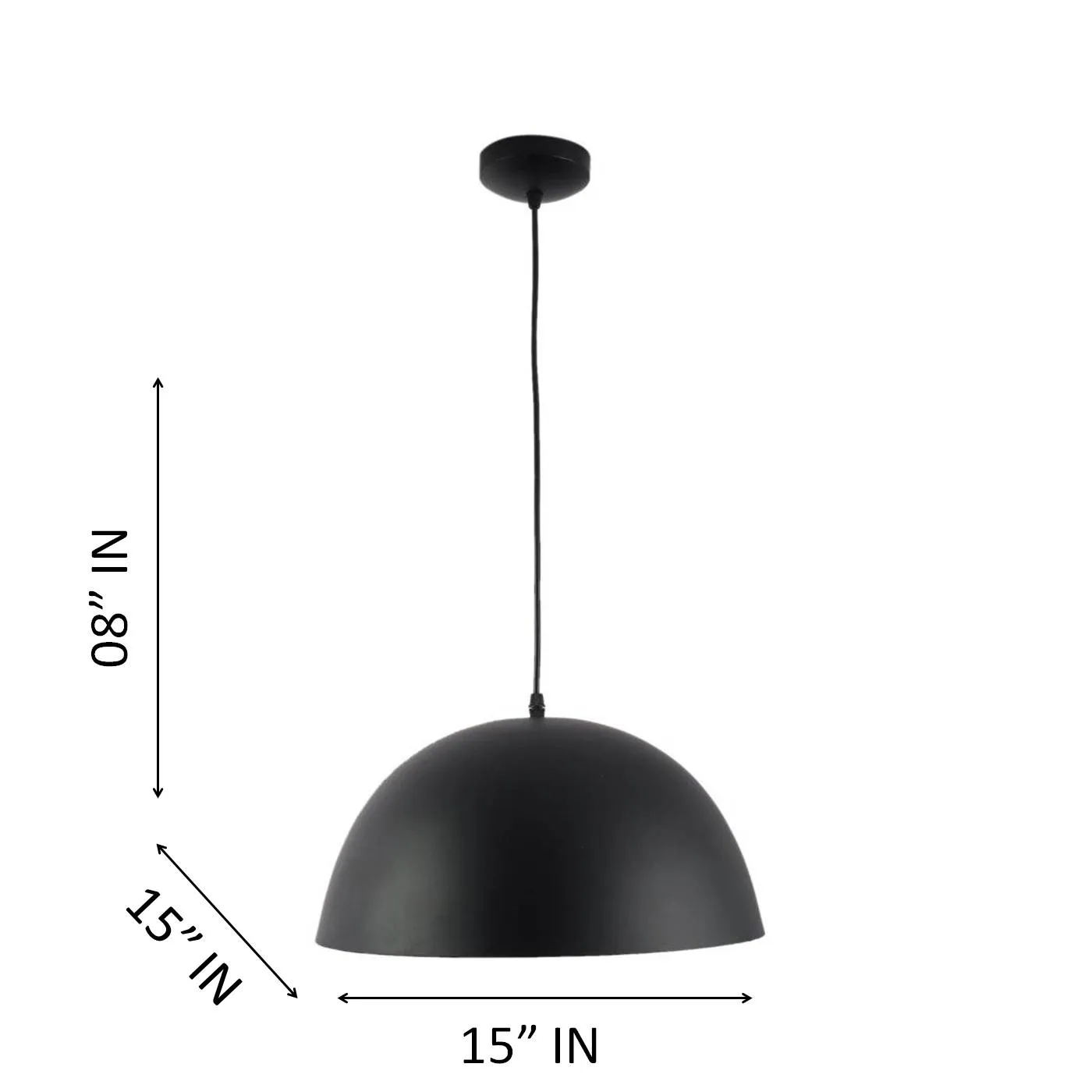 Black & White Metal Hanging Light GOLA-15-INCH-P5-BK-WH