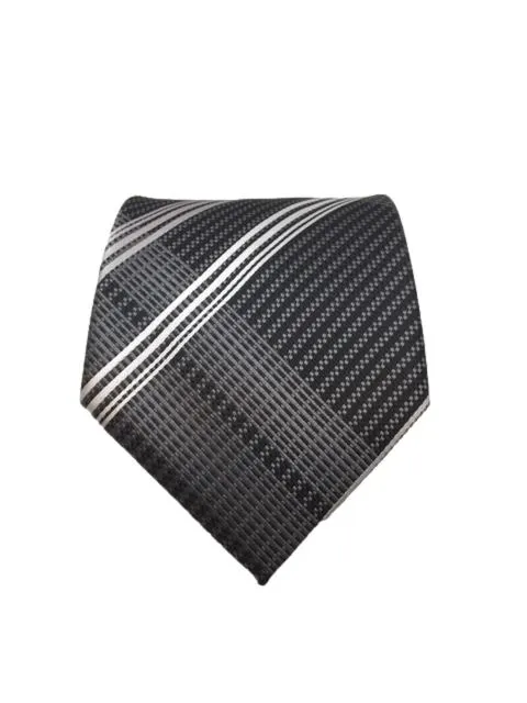 Black, Charcoal & Silver Plaid Tie