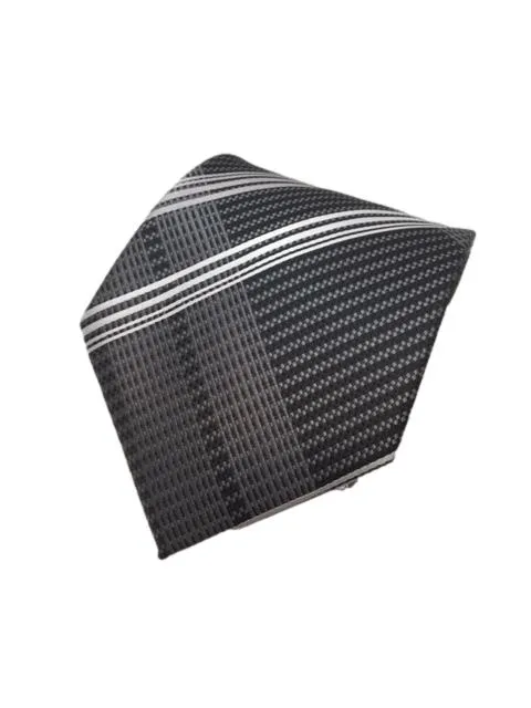 Black, Charcoal & Silver Plaid Tie