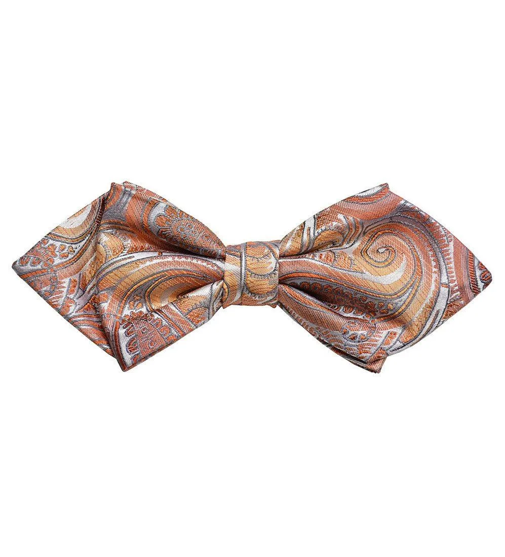 Coral Paisley Silk Bow Tie