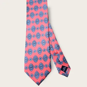 Coral Pink Blue Tie