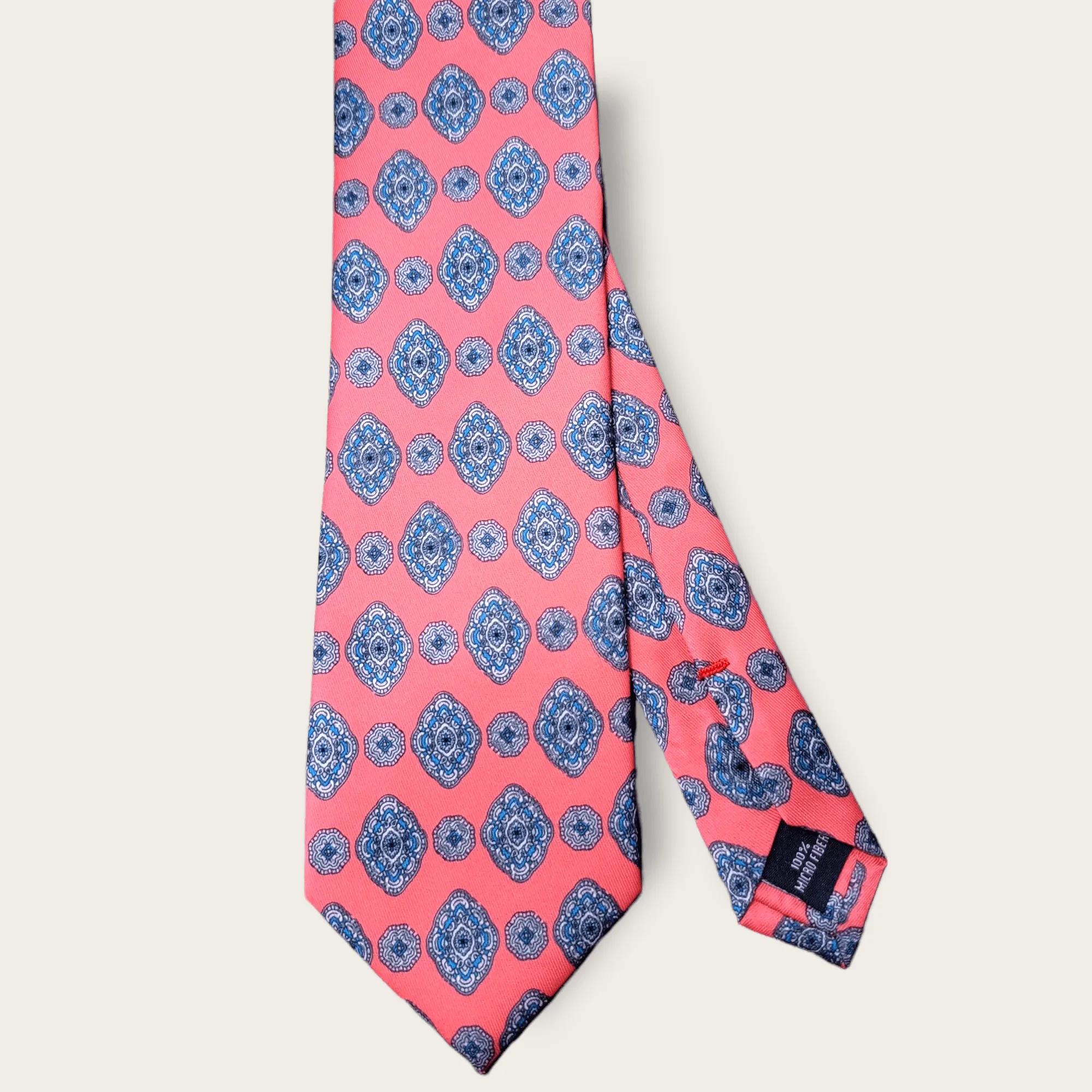 Coral Pink Blue Tie