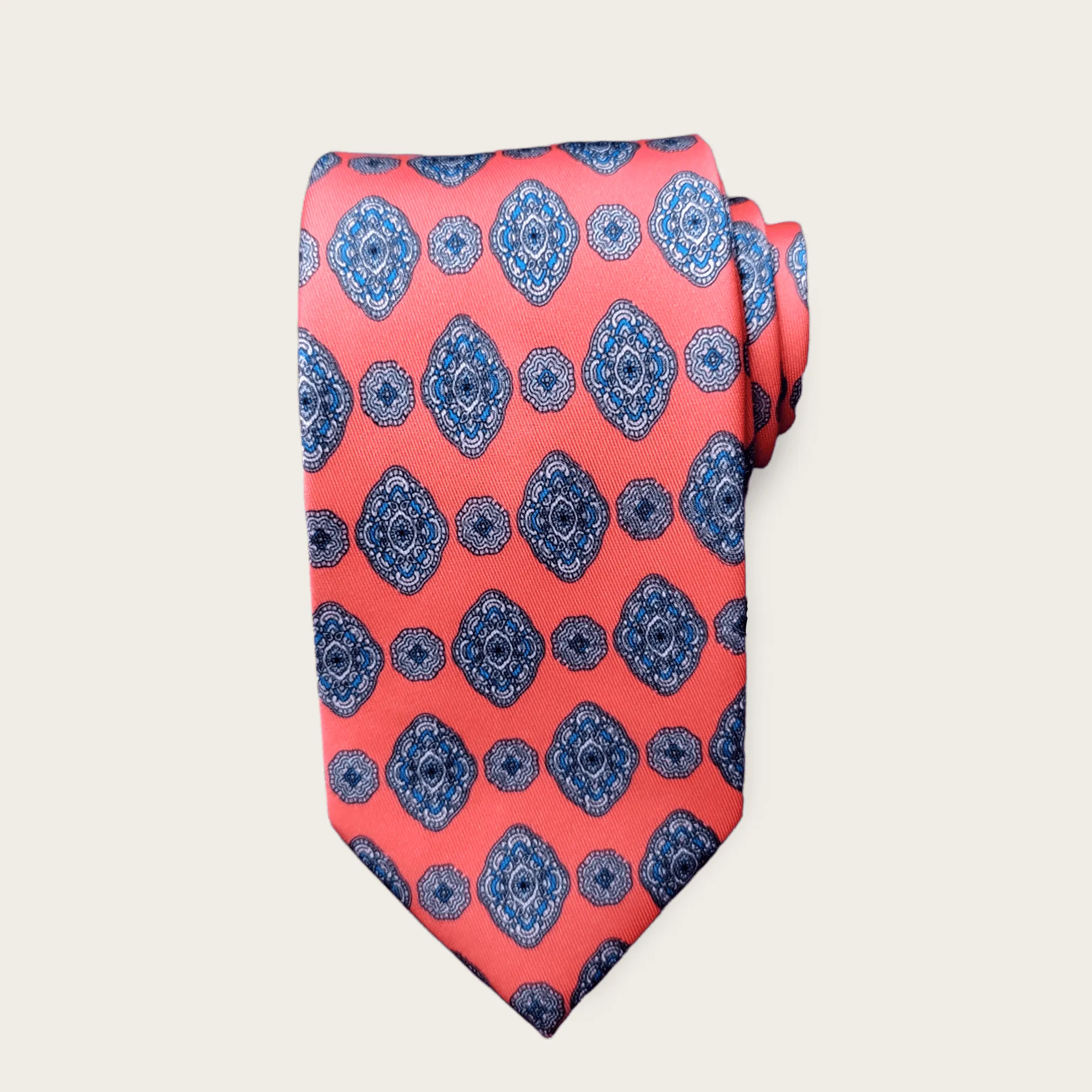 Coral Pink Blue Tie