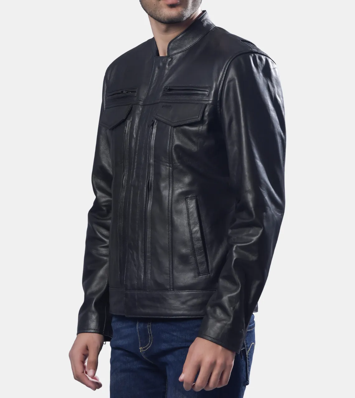 Dempsy Men's Black Leather Jacket