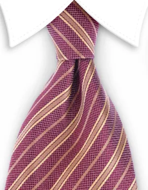 Dusty Red & Gold 4" Wide Striped Tie