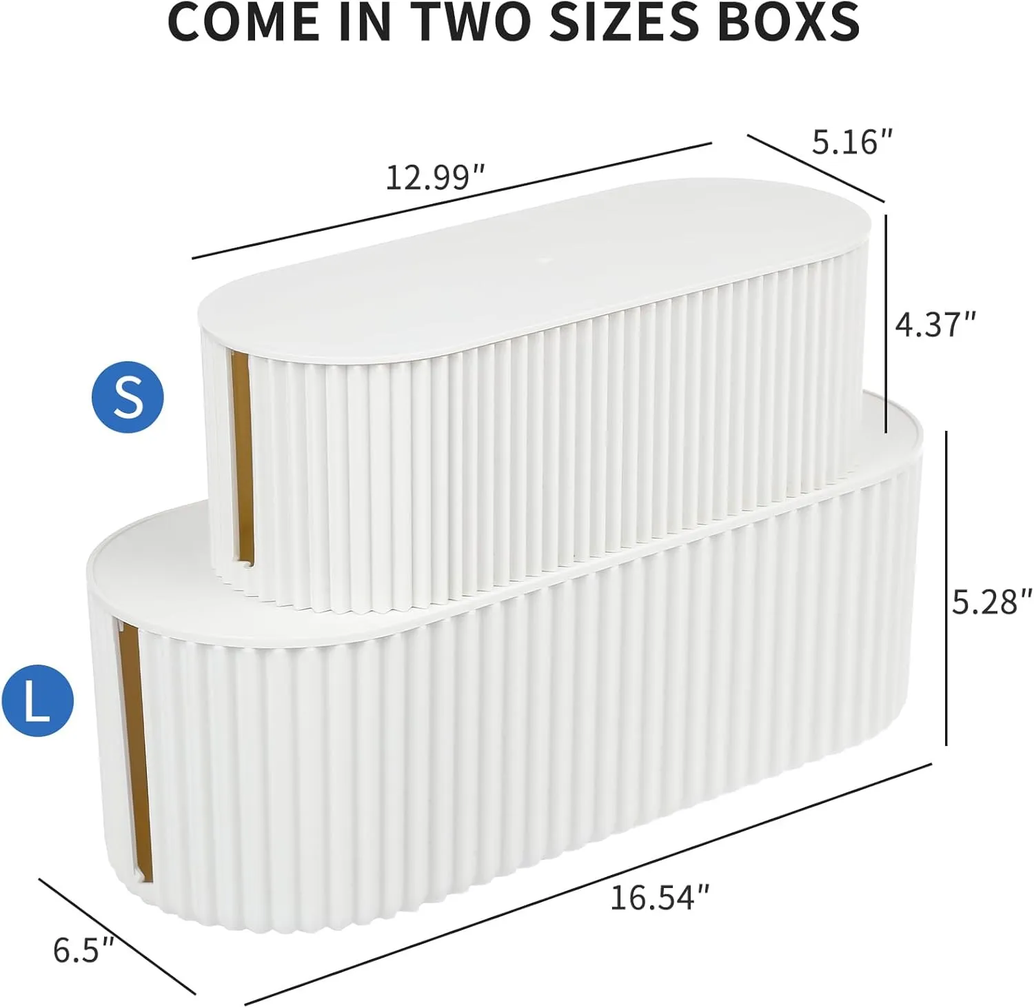 FABROK 2 Pack Cable Management Box, Cord Organizer Box with 20 Cable Ties, Power Strip Storage to Hide Charger Adapter Power Cord Charging Station White (Small Large)