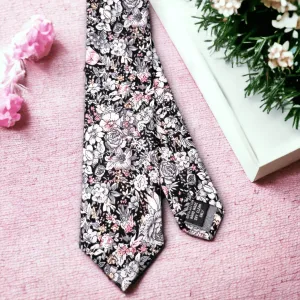 Floral Gray Slim Tie