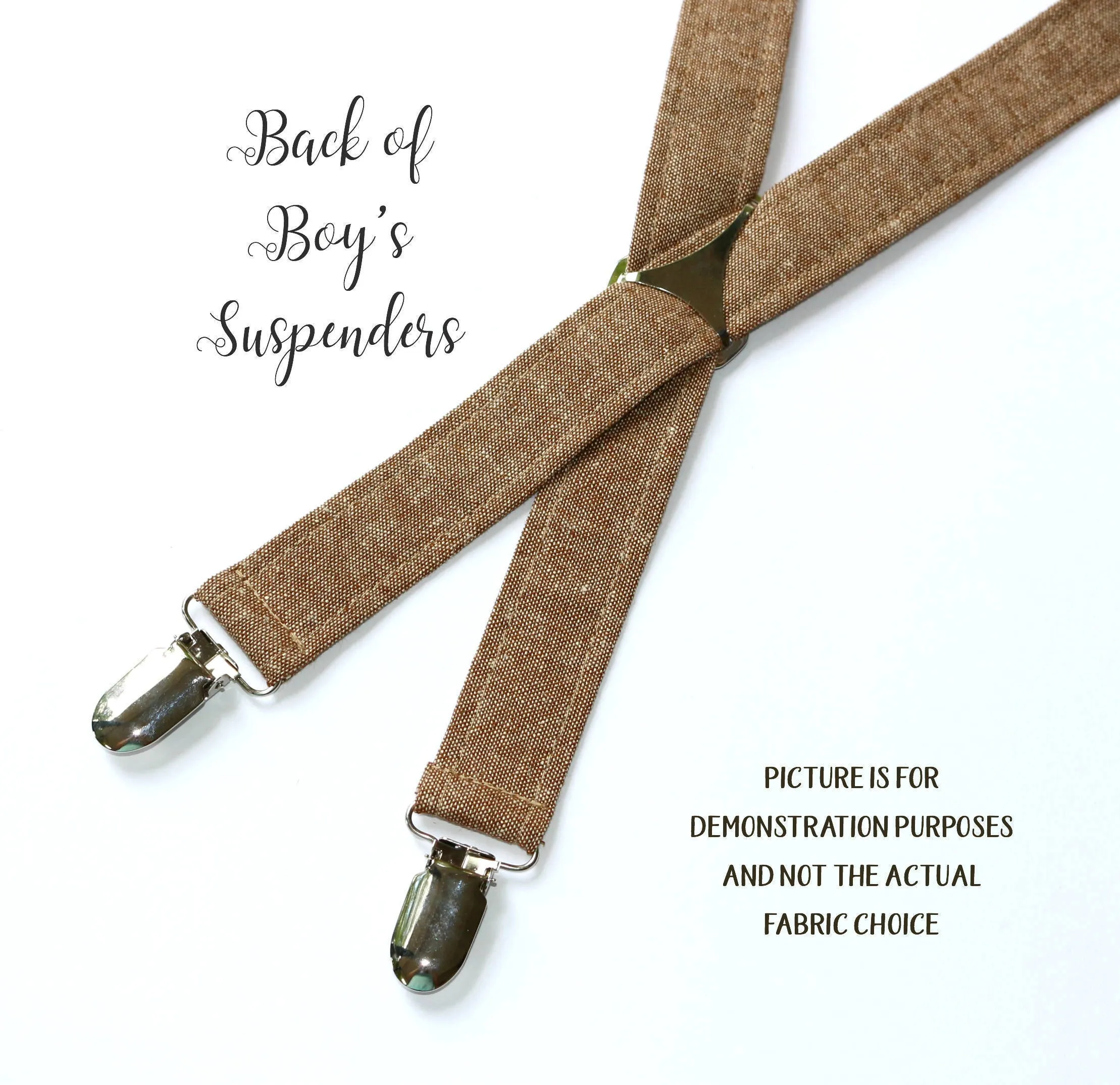 Gray Linen Suspenders - Boys