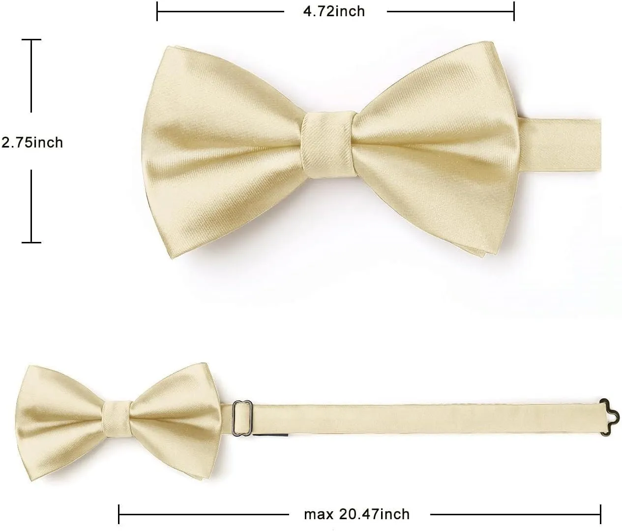 HISDERN Bow Ties for Men Solid Color Pre-Tie Bow Tie and Pocket Square Set Classic Formal Tuxedo Bowties for Wedding Party