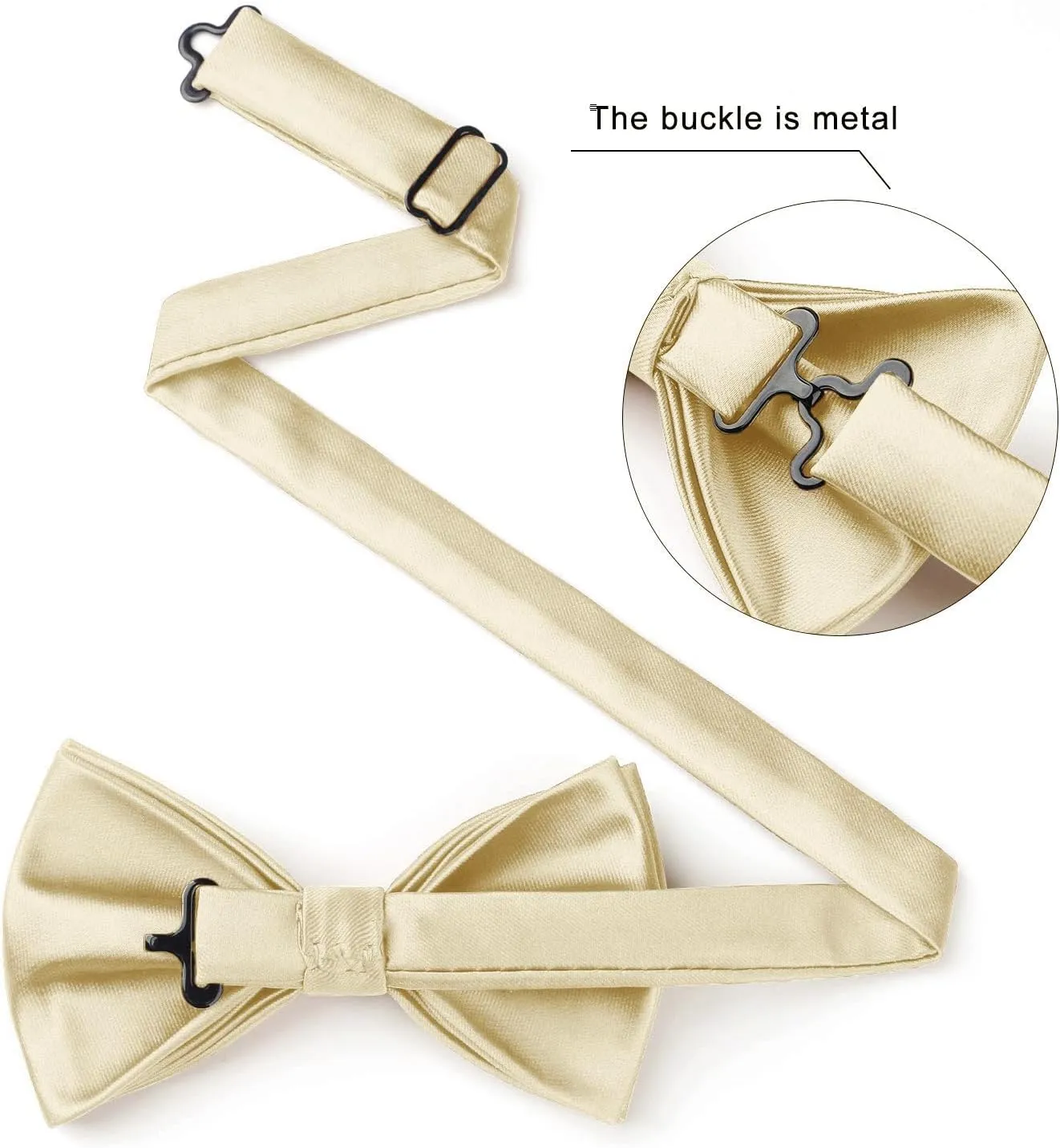 HISDERN Bow Ties for Men Solid Color Pre-Tie Bow Tie and Pocket Square Set Classic Formal Tuxedo Bowties for Wedding Party
