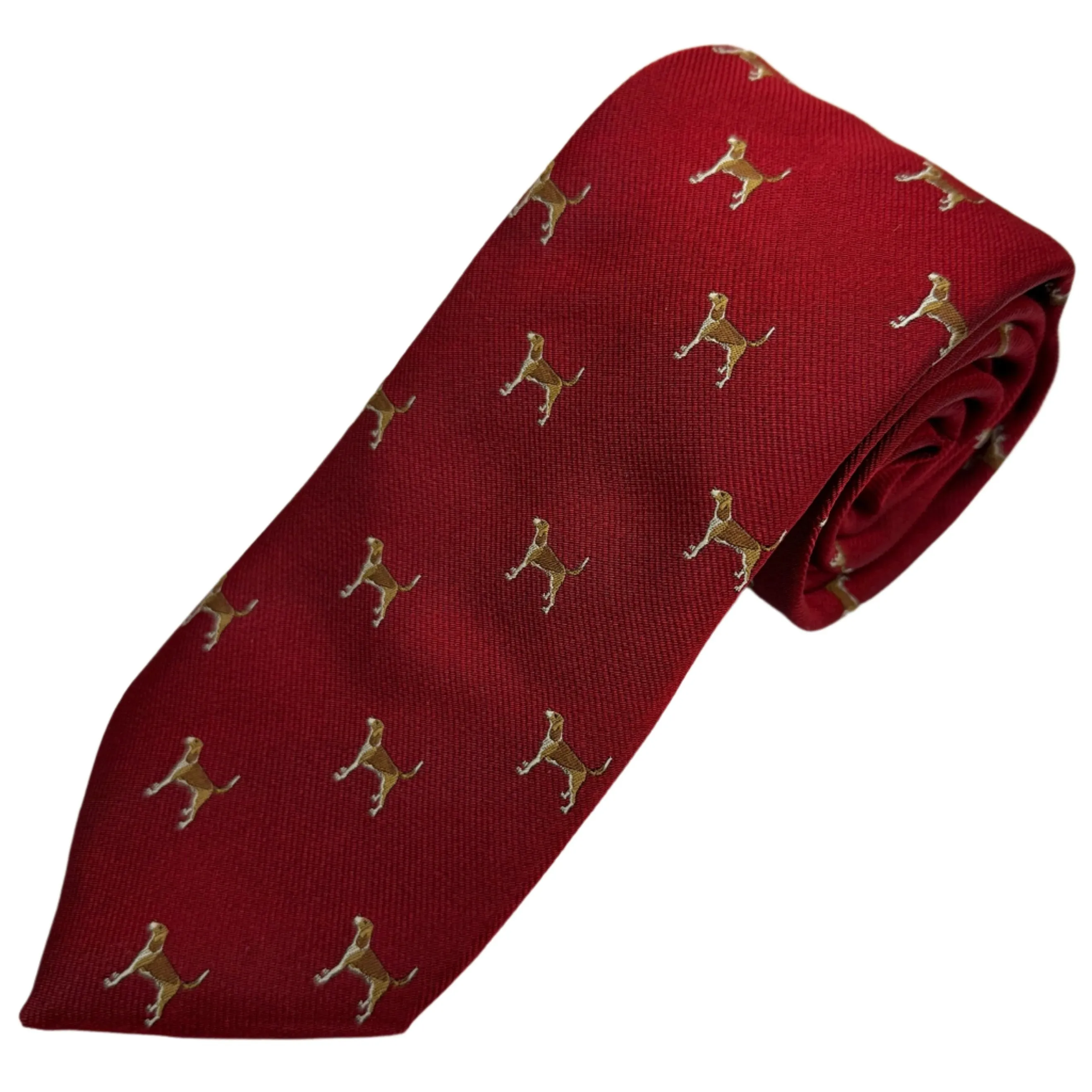 Hounds Motif Silk Sporting Tie