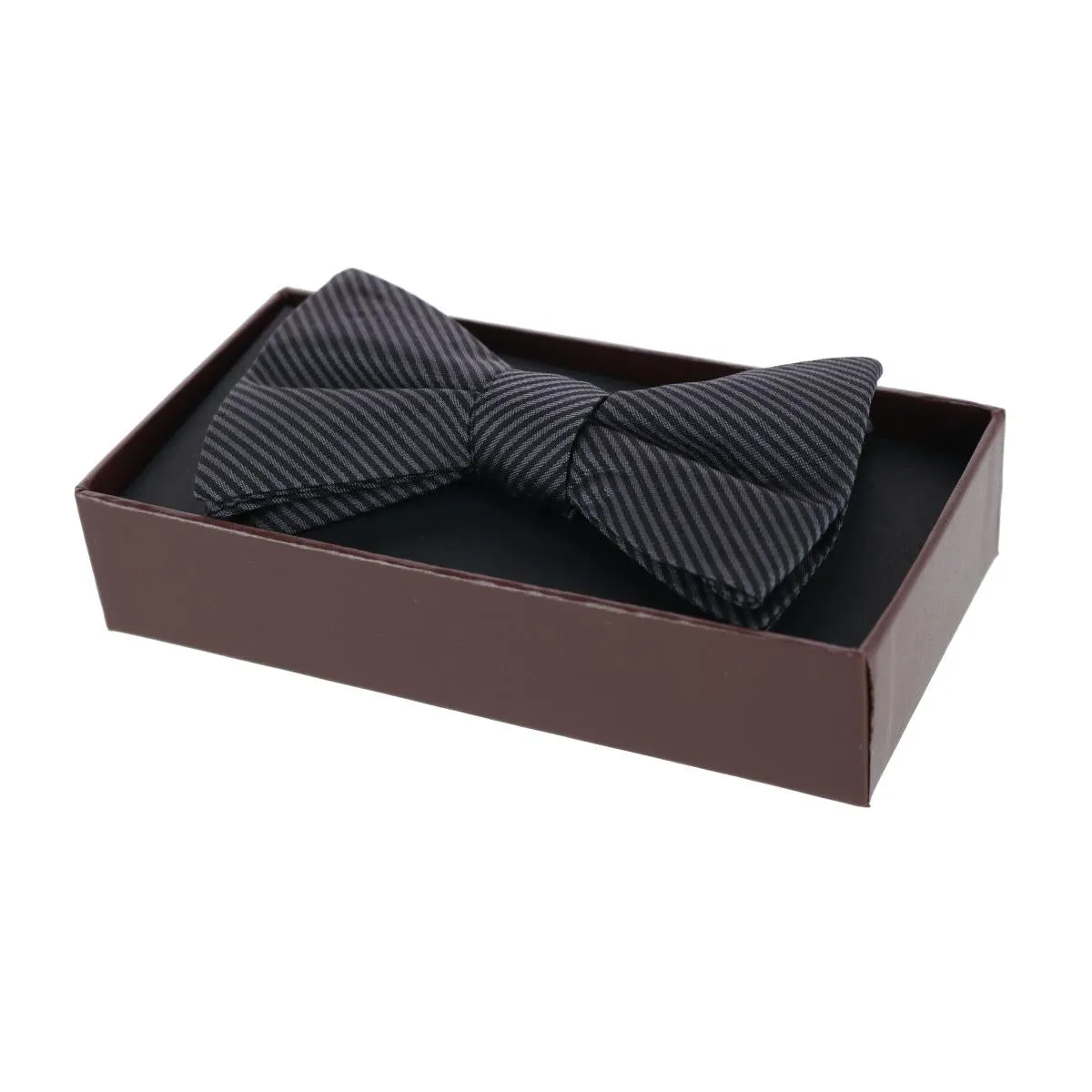 Leyton Diagonal Lined Tone on Tone Silk Bow Tie