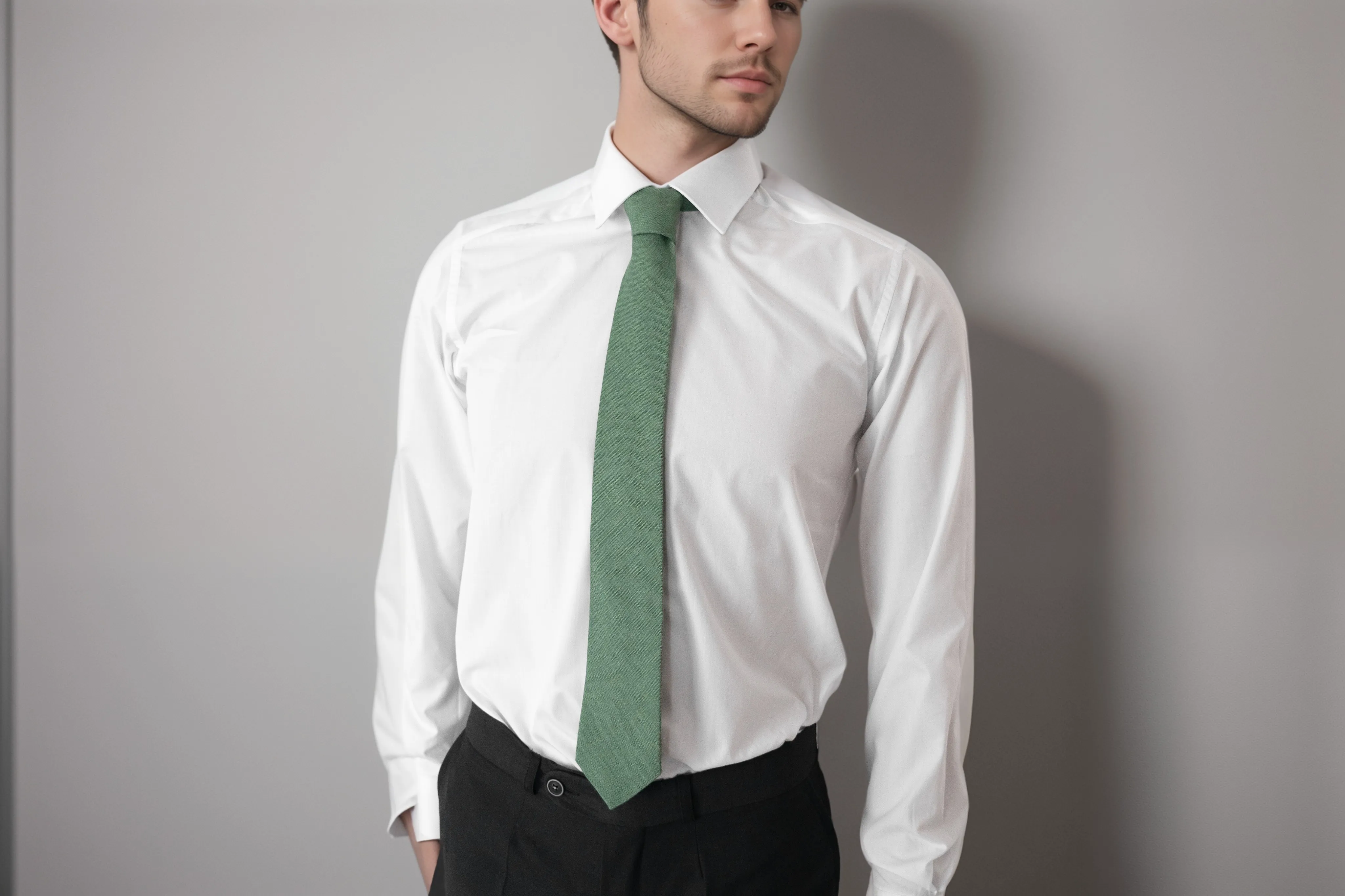 MenLau Sea Green Necktie - Elegant Handmade Tie for Groomsmen & Wedding Proposals