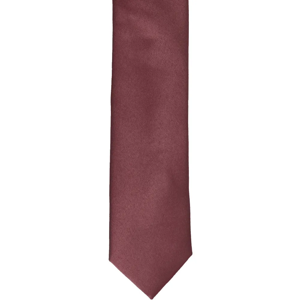 Merlot Skinny Solid Color Necktie, 2" Width