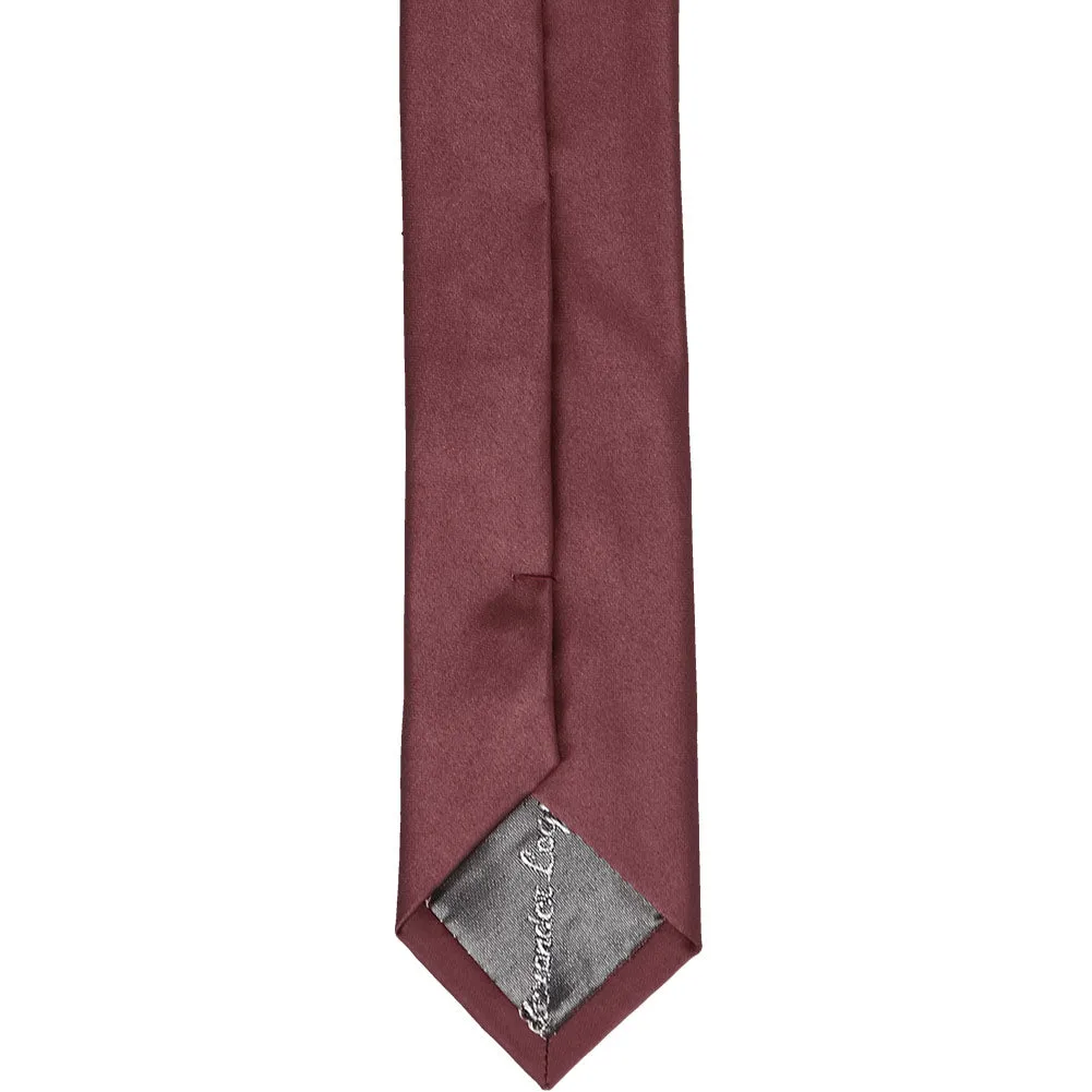 Merlot Skinny Solid Color Necktie, 2" Width