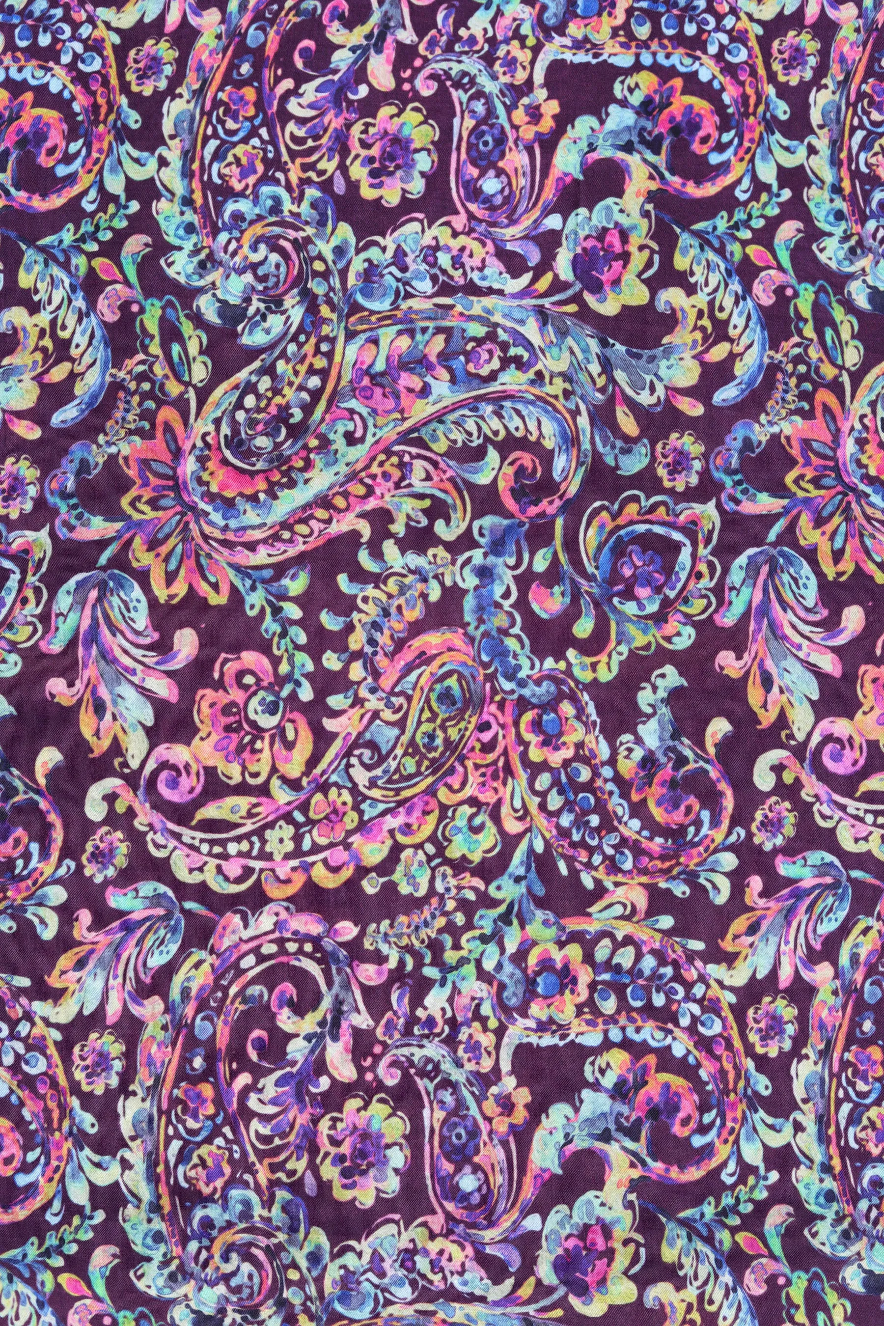 Multicolored Paisley Printed Art Silk Fabric