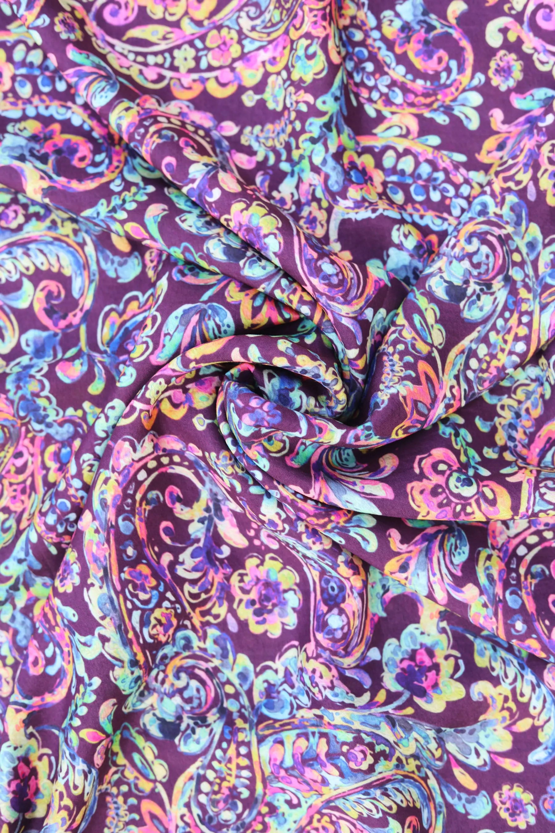 Multicolored Paisley Printed Art Silk Fabric