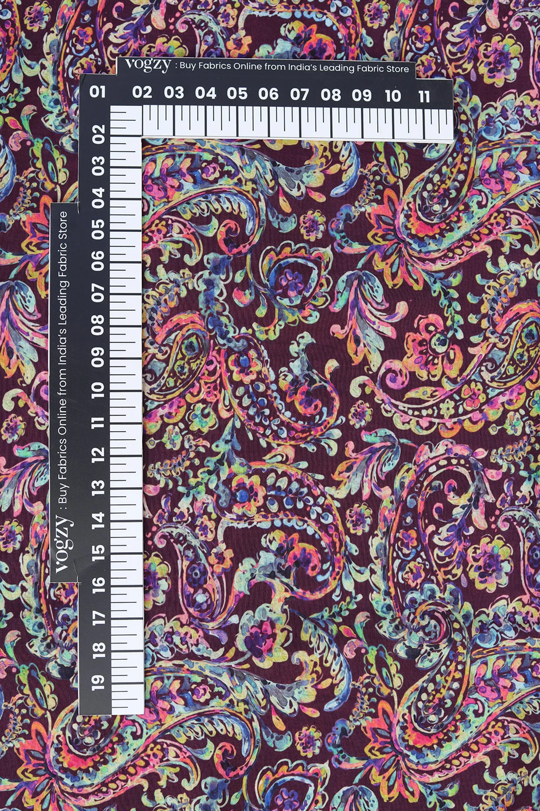 Multicolored Paisley Printed Art Silk Fabric