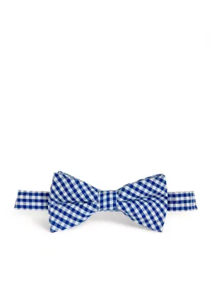 Navy Blue Gingham Cotton Bow Tie by Paul Malone