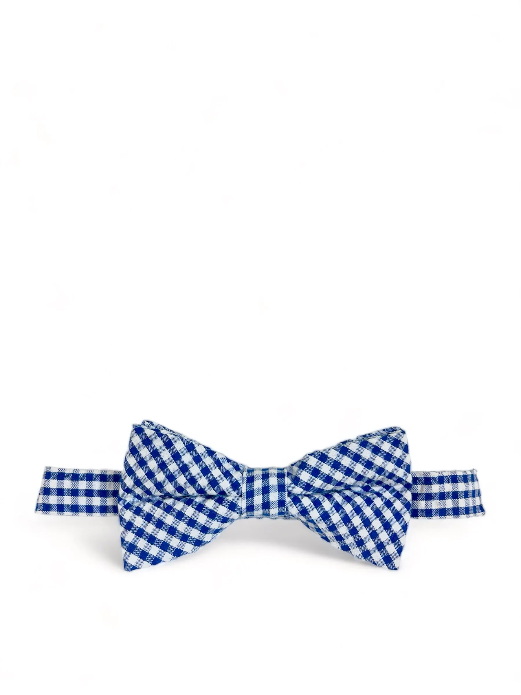 Navy Blue Gingham Cotton Bow Tie by Paul Malone