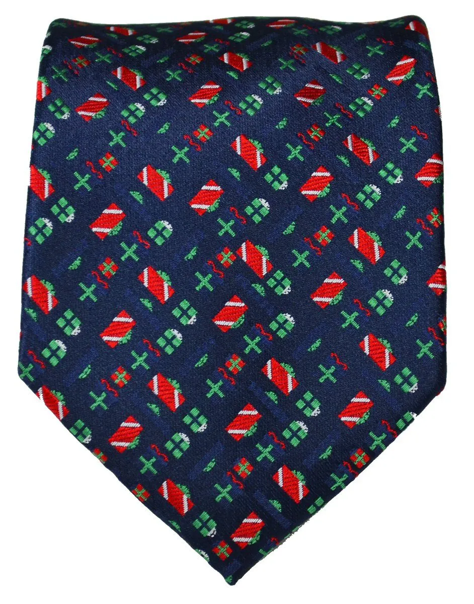 Navy Blue Paul Malone Present Holiday Tie Set