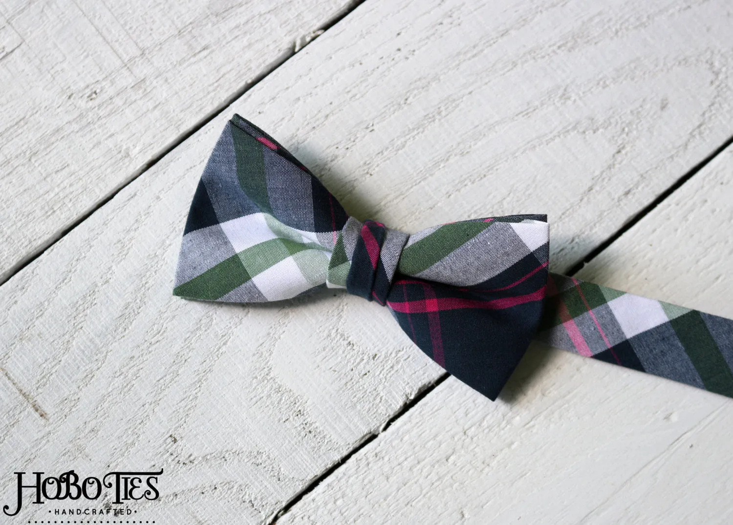 Navy Plaid Bow Tie - Boys