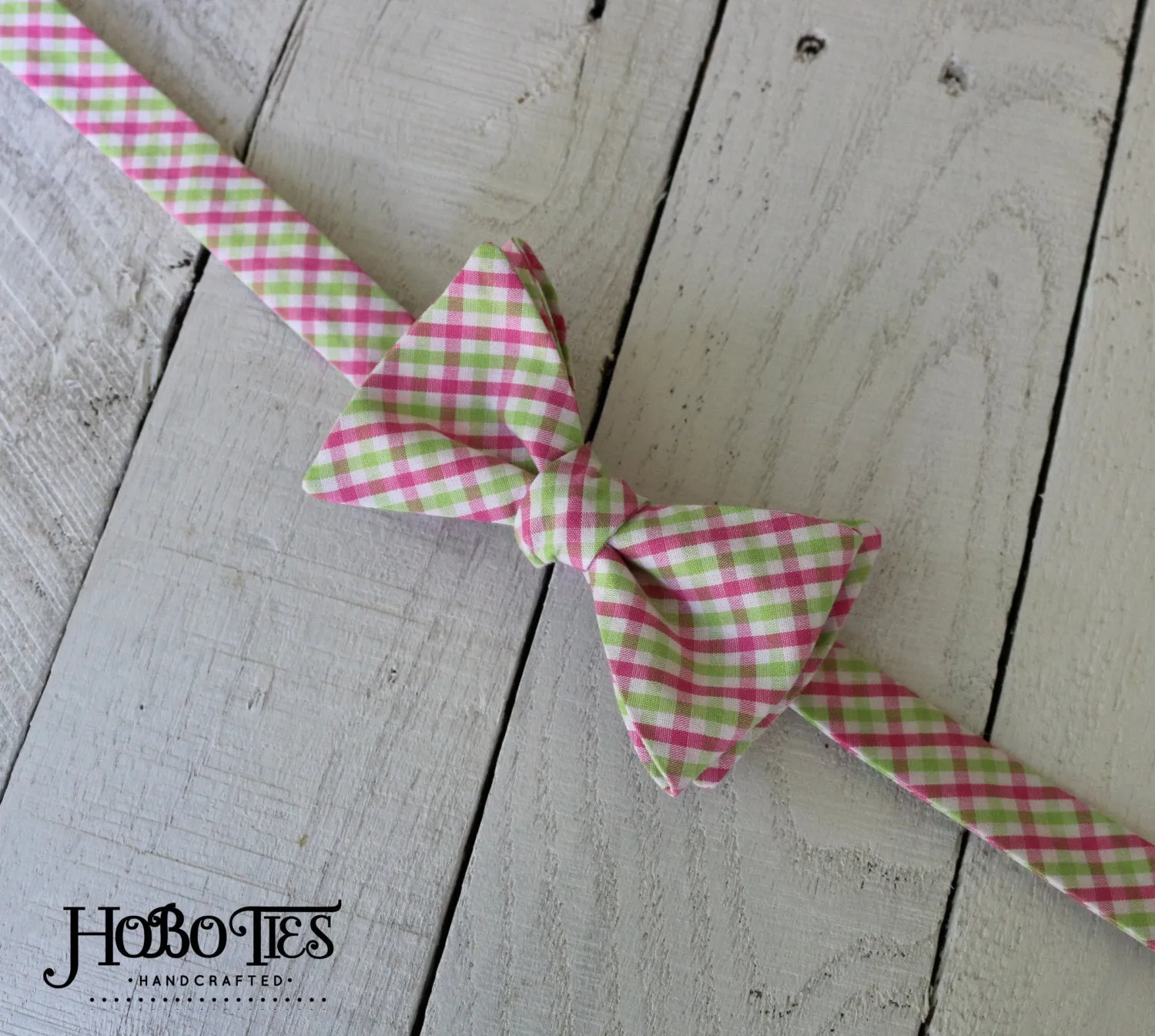 Pink & Green Tattersall Bow Tie