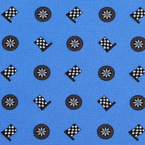 Racing Motif Printed Silk Bespoke Tie - Sky Blue