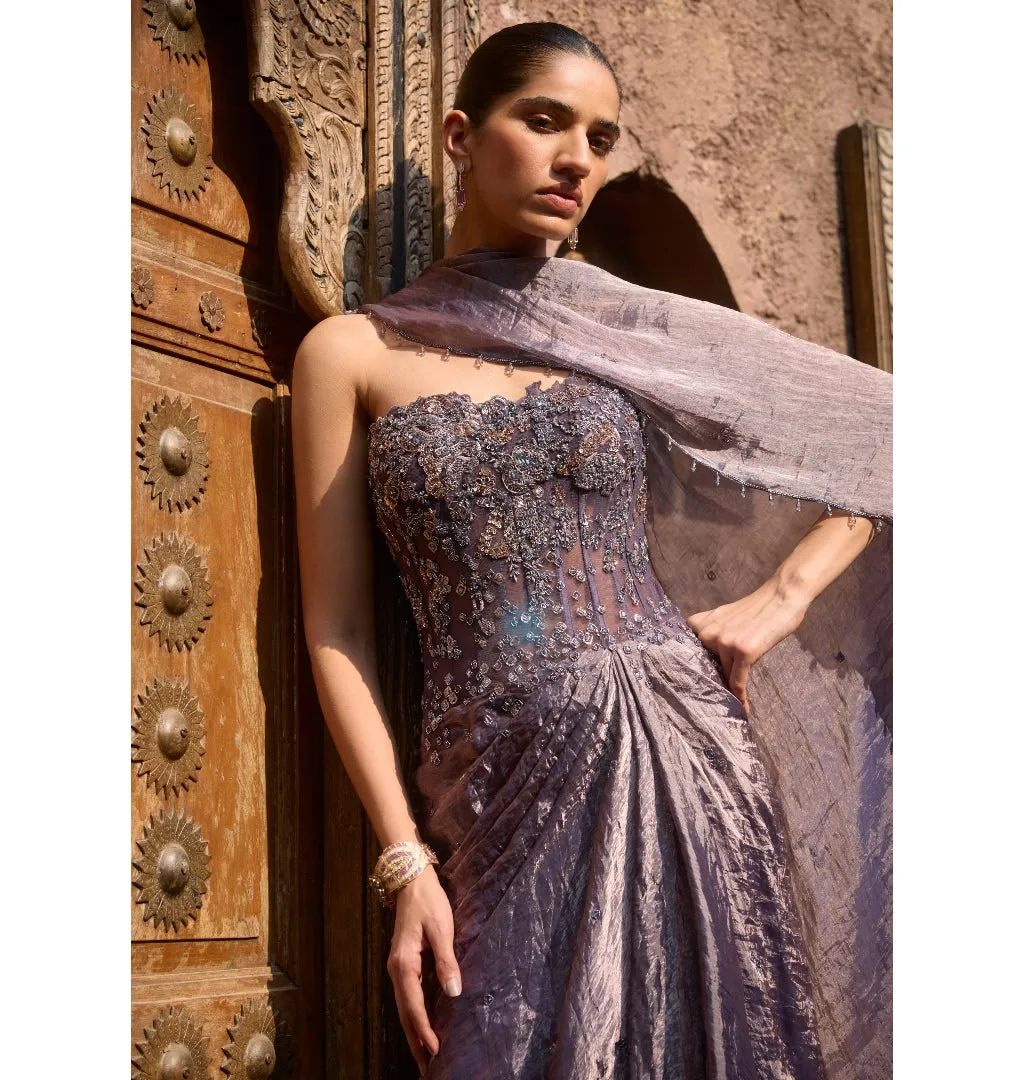 Ravessa Corset Drape Sari Set
