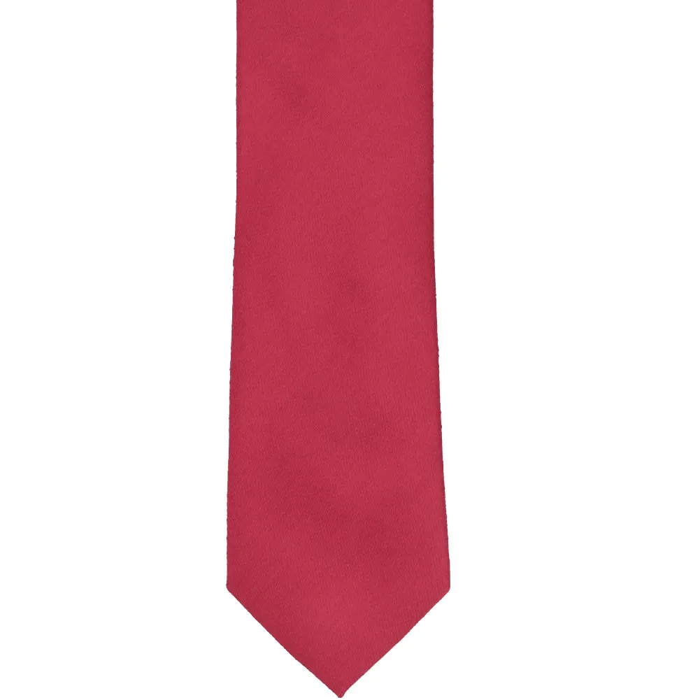 Red Cotton/Silk Slim Necktie, 2.5" Width