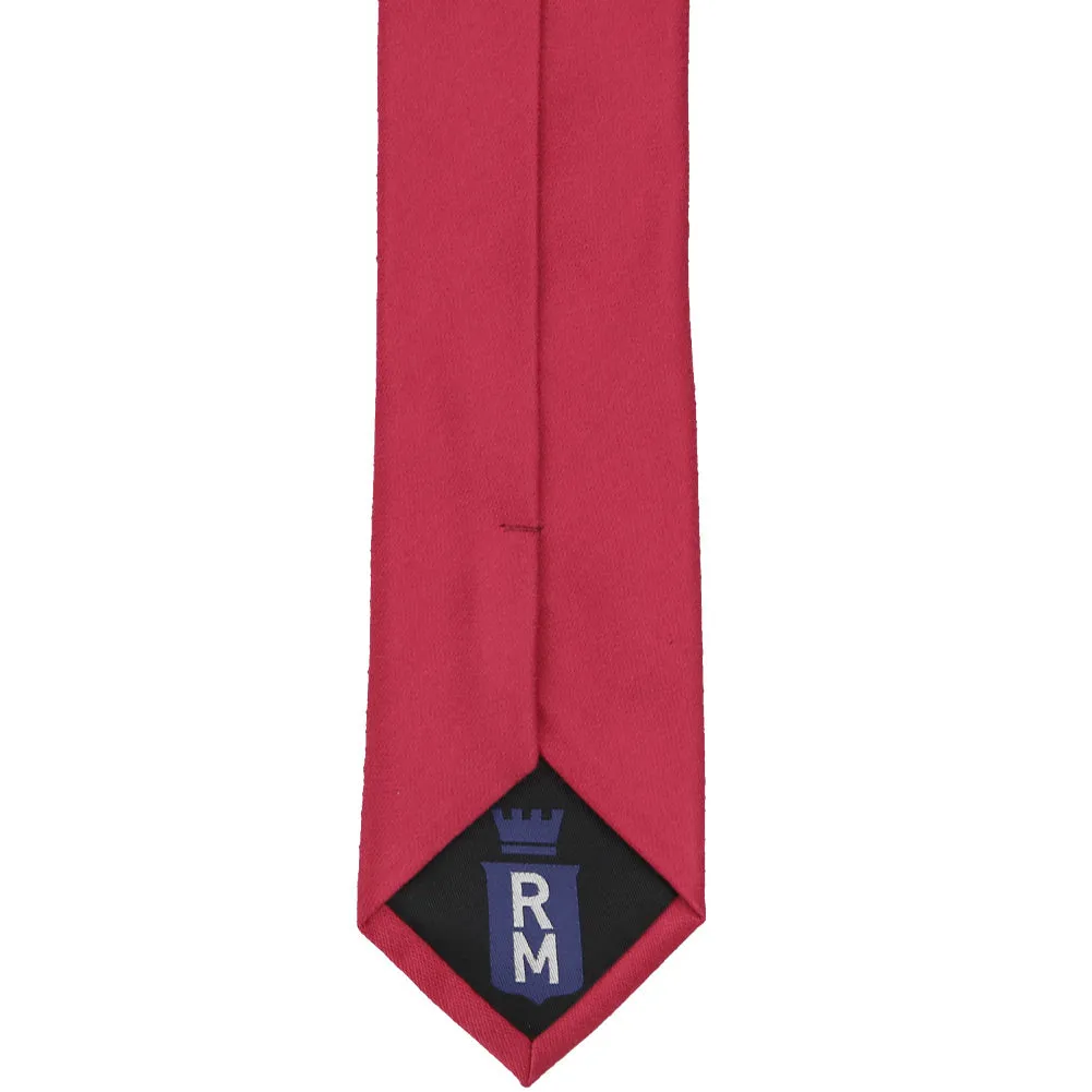Red Cotton/Silk Slim Necktie, 2.5" Width