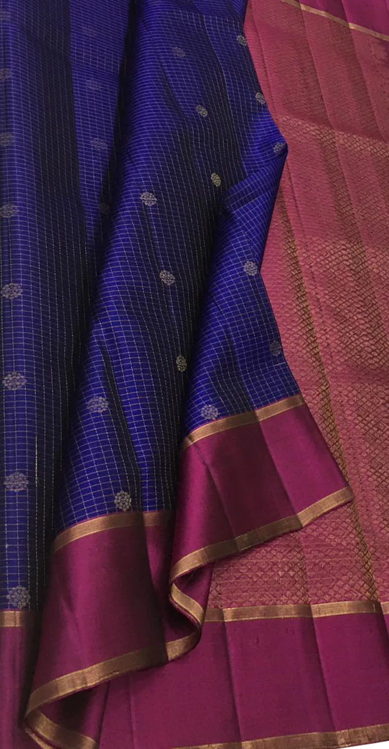 Royal Blue Kanjeevaram Silk Saree - Handloom Pure
