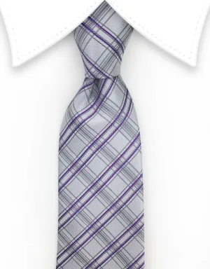 Silver & Purple Plaid Tie