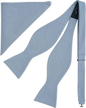 Solid Bow Tie and Pocket Square for Men Tuexdo, Self-Tied Cotton Linen Bow Tie Set