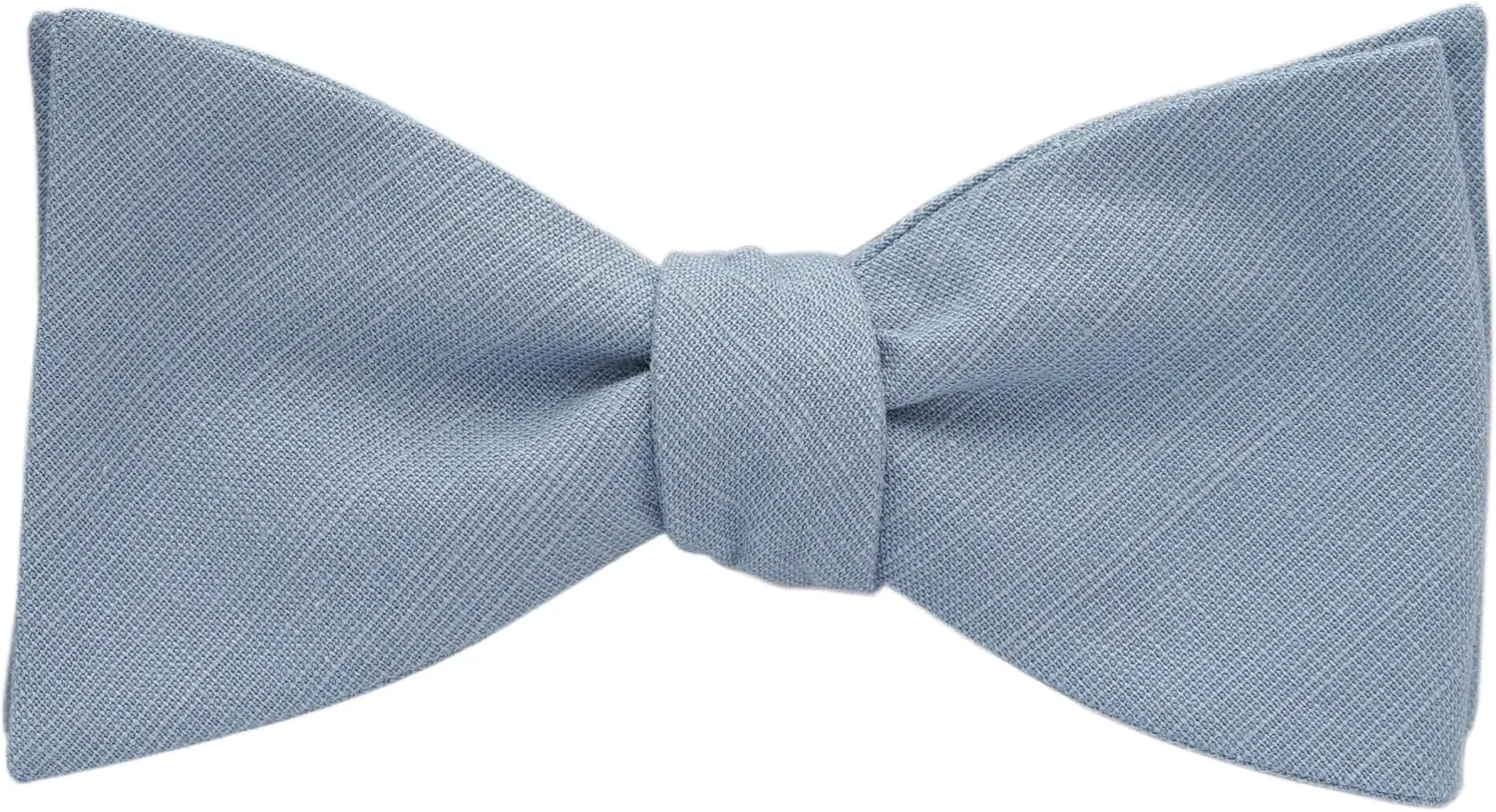Solid Bow Tie and Pocket Square for Men Tuexdo, Self-Tied Cotton Linen Bow Tie Set