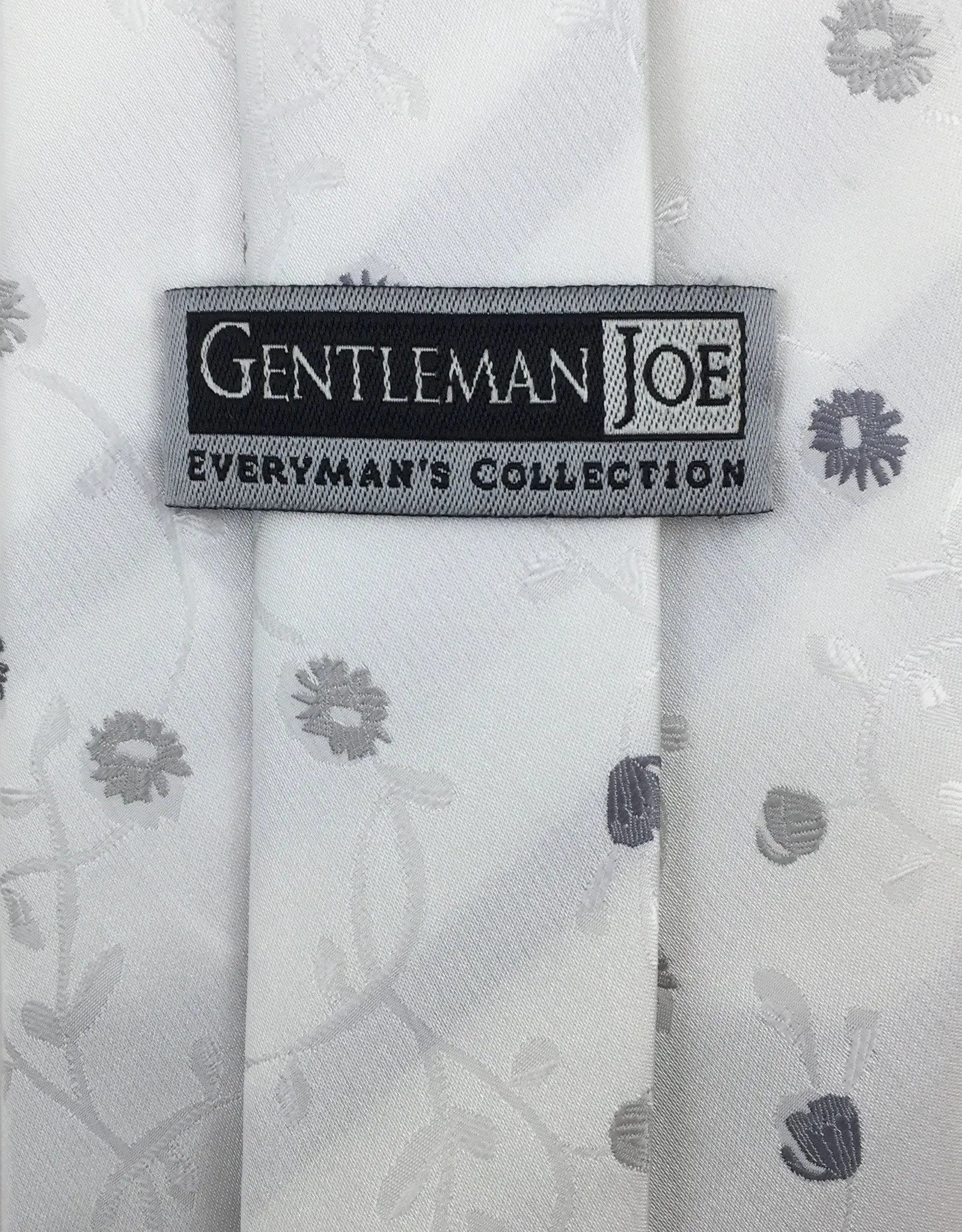 White & Silver Floral Tie