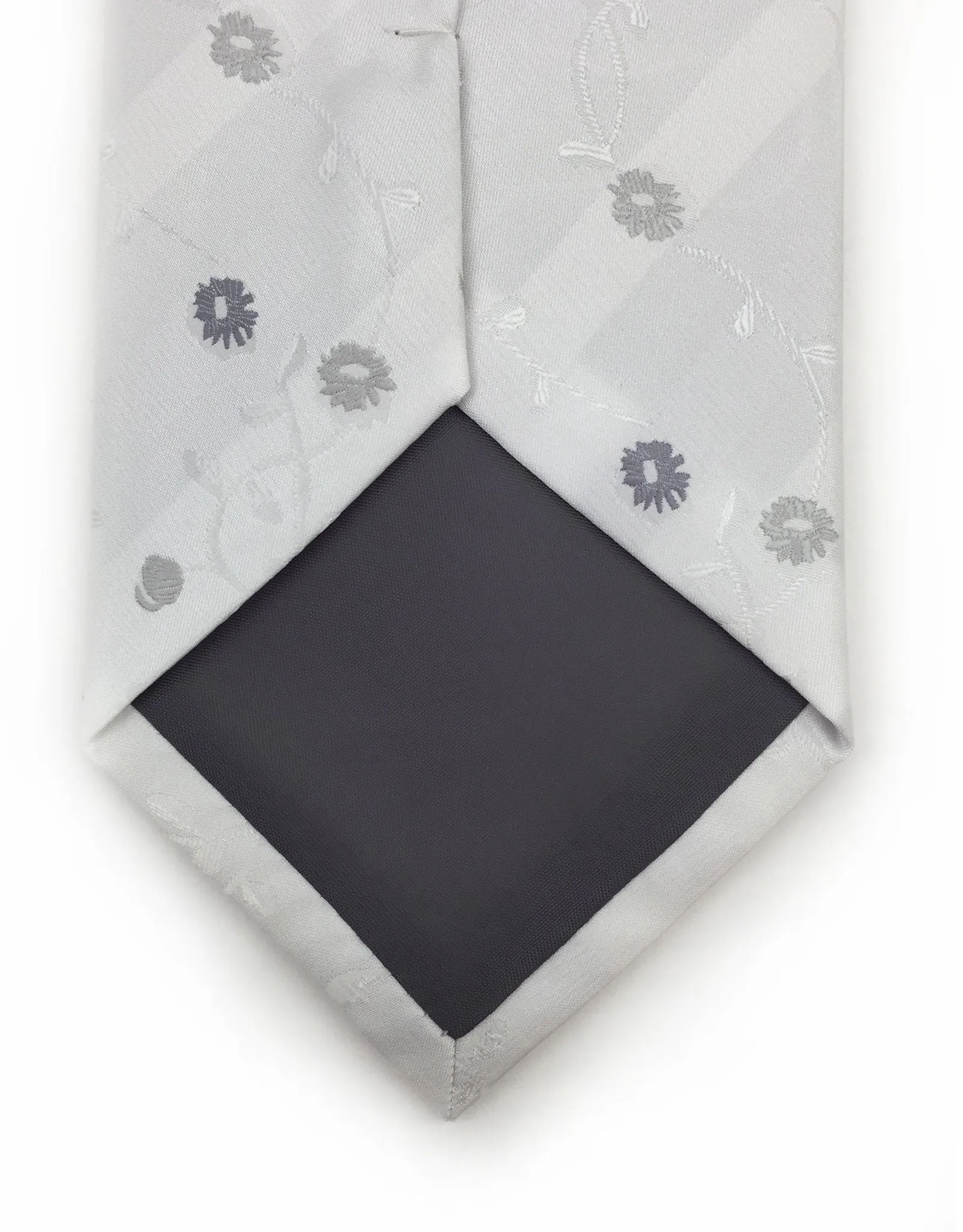 White & Silver Floral Tie
